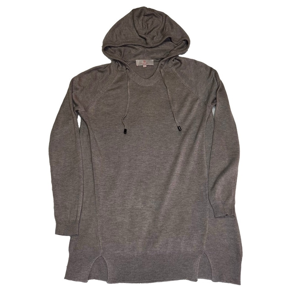 Laurie Felt Gray Hooded Sweater Cashmere Blend Size XS Ribbed Cuffs and Hem NWOT - Picture 7 of 12